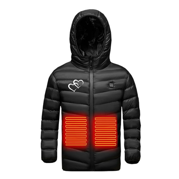 Toddler Heated Jacket Coats USB Intelligent Constant Temperature Heated Jacket Coat for Kids Winter Outdoor Soft Shell Smart Electric 2 Heated Windproof Coat Waistcoat Down Jacket for 4-15Years Gifts