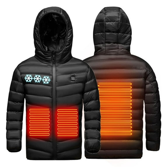 KBODIU Kids Heated Jacket USB Intelligent Constant Temperature Heated Coat for Boys and Girls Outdoor Soft Shell Smart Electric Coat 2 Heating Zone Waistcoat Down Heated Jacket for 4-15Years Old Gifts