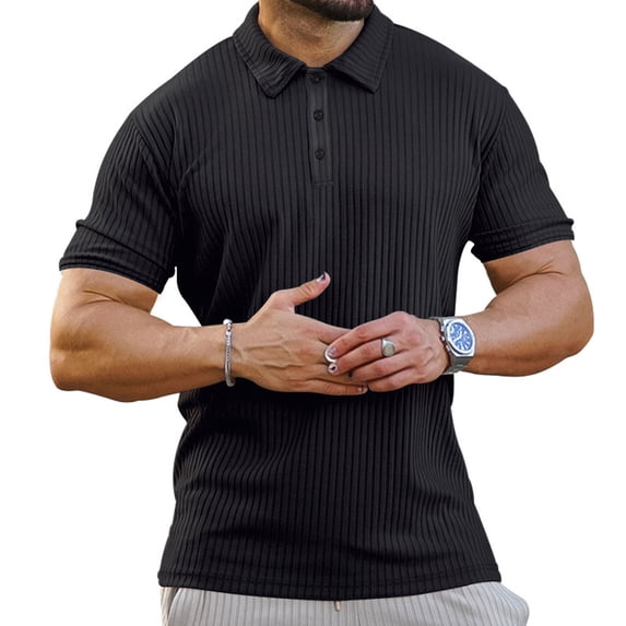 KBODIU Men's Regular-Fit Polo Shirt Summer Short Sleeve V Neck Soft Tees Classic Basic Zipper Tshirts (Available in Big & Tall)