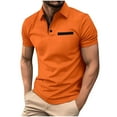 thumbnail image 1 of KBODIU Men's Regular-Fit Polo Shirt Summer Short Sleeve V Neck Soft Tees Classic Basic Zipper Tshirts (Available in Big & Tall), 1 of 4
