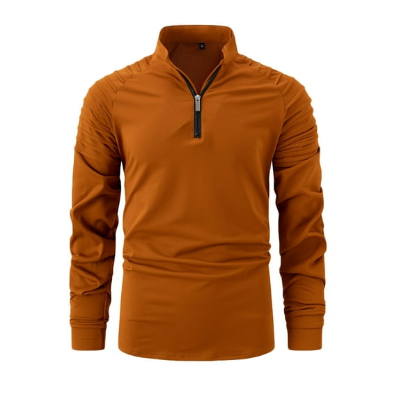 KBODIU Men's Sports Shirts, Half-Zip Stand-Up Collar Long Sleeve Running Workout Pullover Tops Sweatshirt, Moisture Wicking, Odor Protection