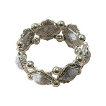 KBODIU Personalized Retro Geometric Inlaid Turquoise Elastic Bracelet Female Bohemian Style Bracelet Jewelry