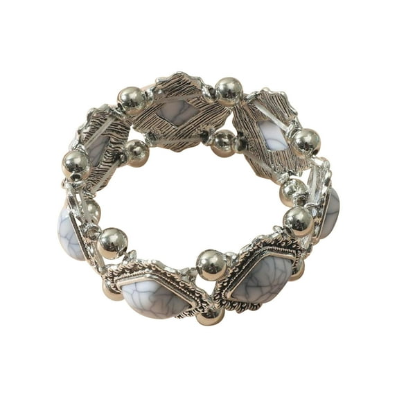 KBODIU Personalized Retro Geometric Inlaid Turquoise Elastic Bracelet Female Bohemian Style Bracelet Jewelry