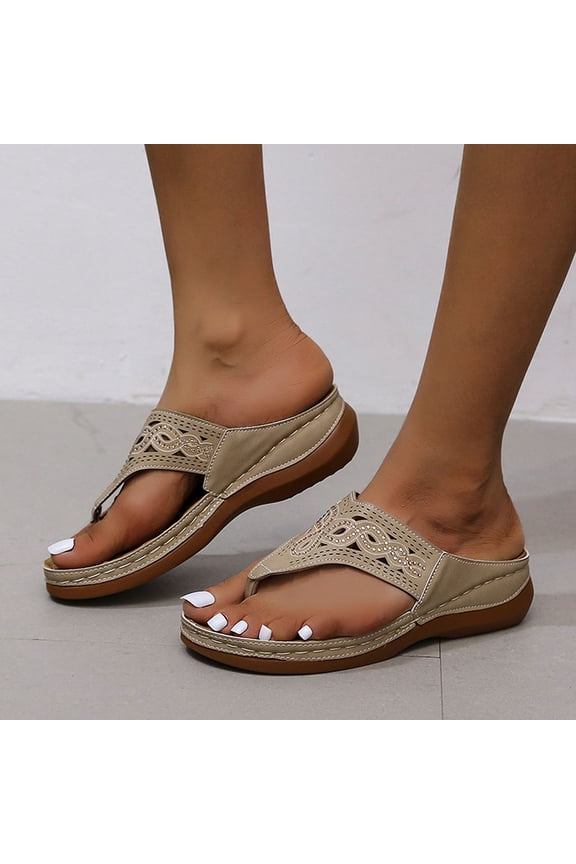 Sandals Women Athletic Comfortable Outdoor Sandals with Arch Support Walking Sandals Summer Flip-Flops Wedge Heel Slippers Sandals Casual Flip Flops for Spot/Beach/Travel/Home Dark Gray 43