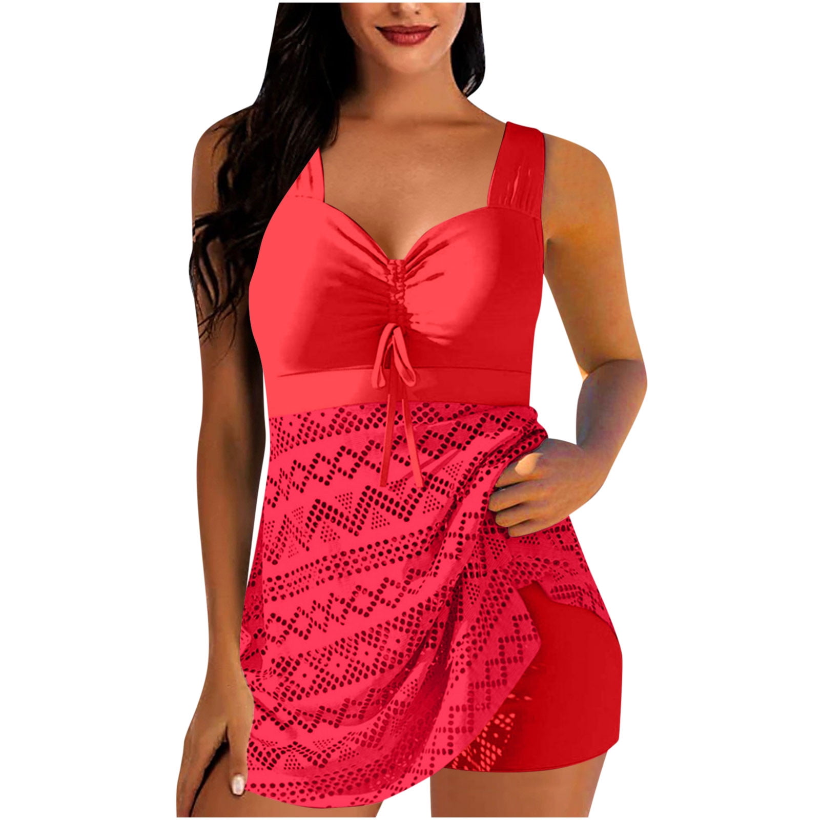 Plus Size Two-Piece Swimsuit Lady printed Tankini Swimdress