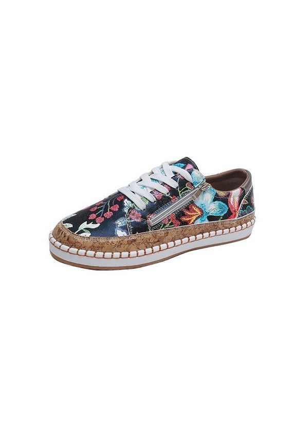 Women Canvas Sneaker, Slip-ons Loafers Shoes for Womens, Casual Canvas Shoes Round Toe Soft Comfortable Walking Flats, Low Top Lace-up Zipper Design Sneakers Black 35