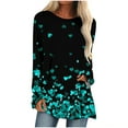 thumbnail image 1 of KBODIU Women Casual Crewneck Floral Print Loose Tops Long Sleeve Gradient Color Tie-dye T-Shirts Blouse Fall Clothes Pullover Sweatshirts Plus Size, 1 of 5