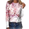 thumbnail image 1 of KBODIU Women Oversized Tee Tops Casual Print Long Sleeve Pullover Sweatshirts V-neck Loose Fitting T-Shirts, Tees, Blouses Fall Clothes Plus Size, 1 of 4