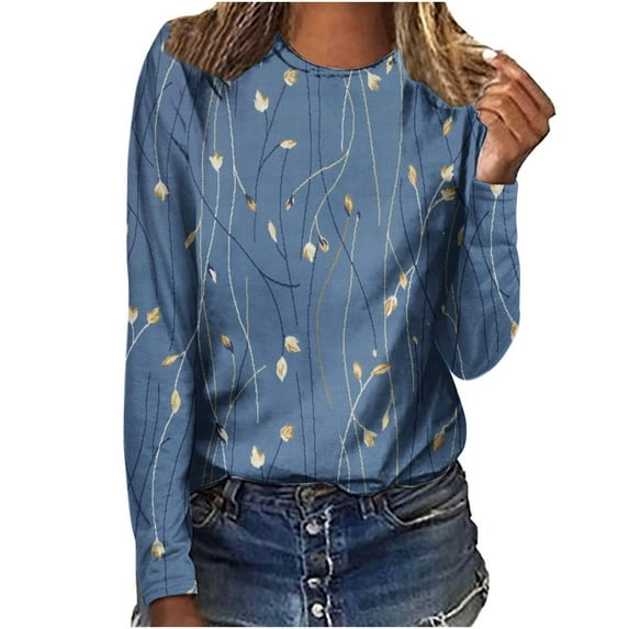 KBODIU Women Oversized Tee Tops Casual Print Long Sleeve Pullover Sweatshirts V-neck Loose Fitting T-Shirts, Tees, Blouses Fall Clothes Plus Size