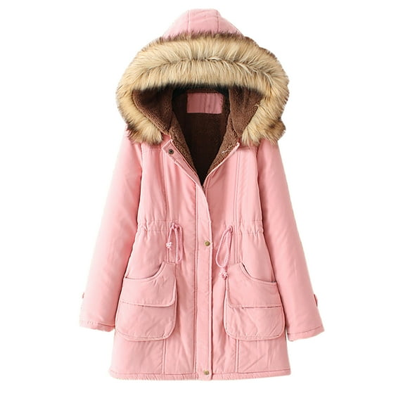 KBODIU Women Winter Thicken Puffer Coat Warm Hoodies Jacket Big Collar Waterproof Warm Snow Down Jackets Long Sleeve Zip Puffer Jacket Pockets Baggy Short Down Coats Jackets