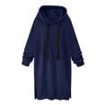 thumbnail image 1 of KBODIU Women Winter Warm Velvet Fleece Crewneck Hooded Sweatshirts Long Loungewear Women Long Sleeve Hoodie Dress Casual Sweatshirts Dresses Long Tunic Top Loose Pullover, 1 of 6
