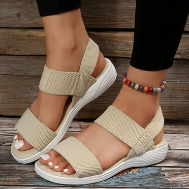 KBODIU Women's Arch Support Sandals Orthotic Adjustable Flat Sandals Style Casual Women's Sandals and Slippers with Flat Bottom for Outer Sandals