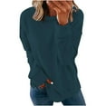 thumbnail image 1 of KBODIU Women's Classic Soild Print Pullover Sweatshirts Oversized Casual Basic Long Sleeves Tunic Tops Round Neck Loose Fit Blouses Tops Fall Clothes Plus Size, 1 of 6