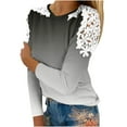 thumbnail image 1 of KBODIU Women's Classic Soild Print Pullover Tunic Tops Oversized Casual Basic Long Sleeves Lace Patchwork T-Shirts Round Neck Loose Fit Blouses Sweatshirts Plus Size, 1 of 5