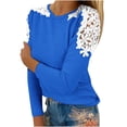thumbnail image 1 of KBODIU Women's Classic Soild Print Pullover Tunic Tops Oversized Casual Basic Long Sleeves Lace Patchwork T-Shirts Round Neck Loose Fit Blouses Sweatshirts Plus Size, 1 of 5