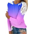 thumbnail image 1 of KBODIU Women's Classic Soild Print Pullover Tunic Tops Oversized Casual Basic Long Sleeves Lace Patchwork T-Shirts Round Neck Loose Fit Blouses Sweatshirts Plus Size, 1 of 5
