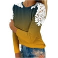 thumbnail image 1 of KBODIU Women's Classic Soild Print Pullover Tunic Tops Oversized Casual Basic Long Sleeves Lace Patchwork T-Shirts Round Neck Loose Fit Blouses Sweatshirts Plus Size, 1 of 5