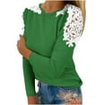 thumbnail image 1 of KBODIU Women's Classic Soild Print Pullover Tunic Tops Oversized Casual Basic Long Sleeves Lace Patchwork T-Shirts Round Neck Loose Fit Blouses Sweatshirts Plus Size, 1 of 5