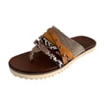 thumbnail image 1 of KBODIU Women's Comfort Slides Snake Pattern Color Matching Flip-Flops Adjustable EVA Flat Sandals Brown 38, 1 of 4