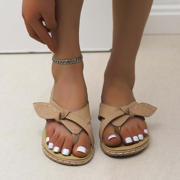 KBODIU Women's Flip-Flops with Arch Support Fashion Casual Slippers Breathable Comfortable Flat Bottom Flip Flops Slippers Summer Athletic Outdoor Beach Sandals