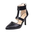 thumbnail image 1 of KBODIU Women's Heels, Women Stiletto High Heels Sandals Back Zip Ankle Strap Sandals Super High Heel Pointed Toe Stilettos Wedding Heels Prom Heels Heeled Sandals Black 39, 1 of 7