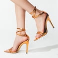 thumbnail image 1 of KBODIU Women's Heels, Women Stiletto High Heels Sandals Casual Cross Straps Buckle Super High Heels Pointed Toe Solid Color Sandals Stilettos Wedding Heels Prom Heels Heeled Sandals Gold 38, 1 of 7