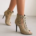 thumbnail image 1 of KBODIU Women's Lace Up Heels Open Toe Pump Heel Sandals Leopard Hollow Out Sandals Women Orthopedic Stiletto Heeled Sandals Summer Beach High Heels Wedding Sandals Yellow 44, 1 of 4