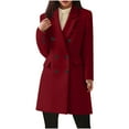 thumbnail image 1 of KBODIU Women's Lapel Long Sleeves Double Breasted Winter Long Wool Coat with Pockets, 1 of 4