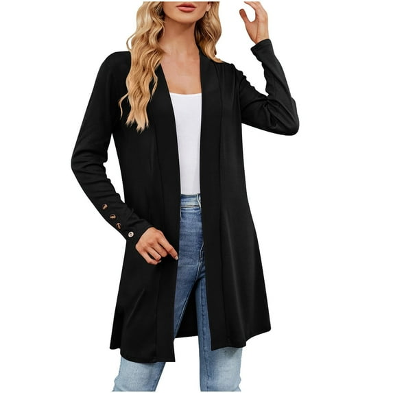 KBODIU Women's Open Front Sweater Cardigan Loose Casual Long Sleeved Sweater Coats Soild Color Lightweight Cuff Split Shacket Jackets Oversized Breathable Fall Cardigan Jackets