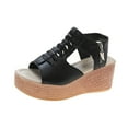 thumbnail image 1 of KBODIU Women's Open Toe Buckle Ankle Platform Wedge Sandals Wedge Heel Sandals Solid Color Casual Women's Sandals, 1 of 4