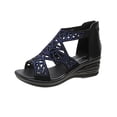 thumbnail image 1 of KBODIU Women's Open Toe Buckle Ankle Platform Wedge Sandals Women's Fish Mouth Rhinestone Hollow Out Sandals Back Zipper Wedge Heels Sandals, 1 of 4
