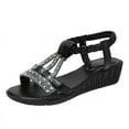 thumbnail image 1 of KBODIU Women's Open Toe Buckle Ankle Platform Wedge Sandals Women's Fish-mouth Slip-on Slope Heel Casual Bohemian Rhinestone Roman Sandals, 1 of 4
