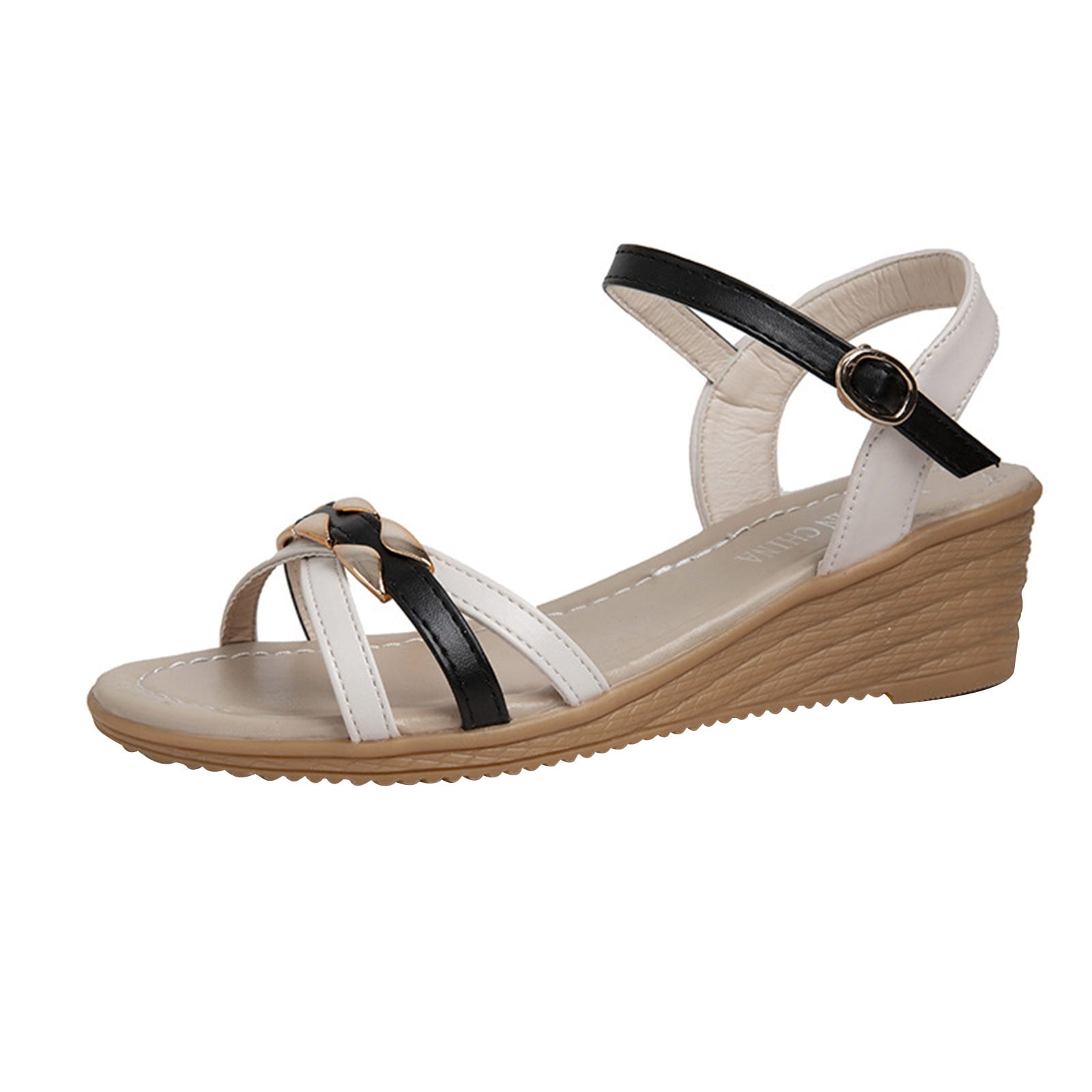 WAYDERNS Women's Patent Ankle Strap Open Toe Chunky Heel Sandals - 2 Inch Low Heel