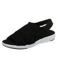 thumbnail image 1 of KBODIU Women's Open Toe Buckle Ankle Strap Flatform Wedge Casual Sandals Breathable Elastic Webbing Platform Casual Sandals, 1 of 5