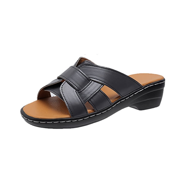 KBODIU Women's Platform Wedge Sandals with Arch Support Round Toe Thick Heeled Shoes Beach Sandals Non-Slip Causal Slippers Summer Athletic Outdoor Beach Sandals
