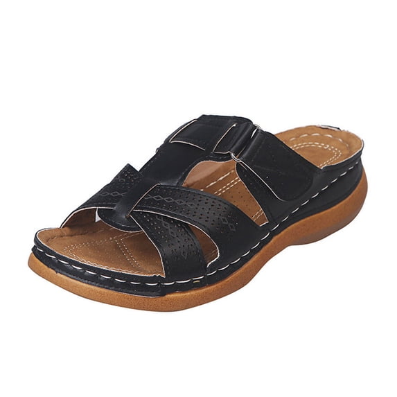 KBODIU Women's Platform Wedge Sandals with Arch Support Open Toe Super Soft Platform Flat Sandals Summer Athletic Outdoor Beach Sandals Non-Slip