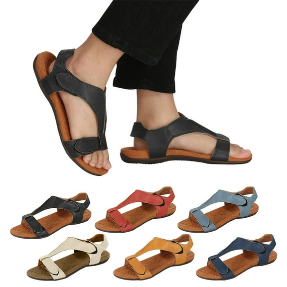 KBODIU Women's Sandals Summer Casual Shoes Flat Heel Slippers Yellow 35