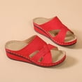 thumbnail image 1 of KBODIU Women's Sandals, Women Orthopedic Sandals with Arch Support Wedge Heel Flat Open Toe Sandals Vintage Cutout Slippers Summer Beach Sandals Wedge Shoes Red 38, 1 of 7