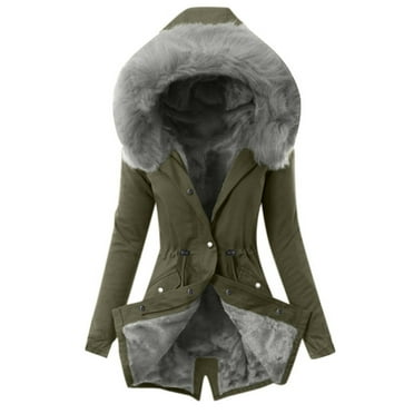 KBODIU Women's Ski Jacket Thicken Hooded Winter Snow Coat with Faux Fur Lined Women's Windproof Warm Down Coats Plus Size Activewear Female Puffer Jacket Windbreaker Outerwear Parka Jacket S-5XL