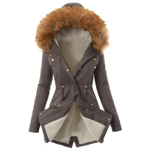 KBODIU Women's Ski Jacket Thicken Hooded Winter Snow Coat with Faux Fur Lined Women's Windproof Warm Down Coats Plus Size Activewear Female Puffer Jacket Windbreaker Outerwear Parka Jacket S-5XL