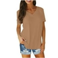 thumbnail image 1 of KBODIU Women's T-Shirts, Women Short Sleeve V-Neck Shirts Summer Loose Casual Basic Tee T-Shirt, 1 of 5