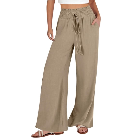 KBODIU Women's Wide Leg Lounge Pants with Pockets Lightweight High Waisted Straight Pants Loose Trousers Comfy Casual Lounge Yoga Pants