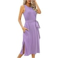thumbnail image 1 of KBODIU Womens Dresses Solid Sleeveless Round Neck Backless Casual Birthday Mothers Day Gifts Summer Dresses for Women 2023 Purple M, 1 of 6
