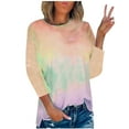thumbnail image 1 of KBODIU Womens Plus Size T-Shirts Gradient Tie-Dye Print Casual Blouses Tops Oversized 3/4 Sleeve Round Neck Loose Fit Blouses Fall Clothes Basic Pullover, 1 of 3