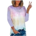 thumbnail image 1 of KBODIU Womens Plus Size T-Shirts Gradient Tie-Dye Print Casual Blouses Tops Oversized 3/4 Sleeve Round Neck Loose Fit Blouses Fall Clothes Basic Pullover, 1 of 3