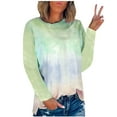 thumbnail image 1 of KBODIU Womens Plus Size T-Shirts Gradient Tie-Dye Print Casual Blouses Tops Oversized Long Sleeve Round Neck Loose Fit Blouses Fall Basic Pullover Sweatshirts, 1 of 4
