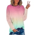 thumbnail image 1 of KBODIU Womens Plus Size T-Shirts Gradient Tie-Dye Print Casual Blouses Tops Oversized Long Sleeve Round Neck Loose Fit Blouses Fall Basic Pullover Sweatshirts, 1 of 3