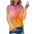 thumbnail image 1 of KBODIU Womens Plus Size T-Shirts Gradient Tie-Dye Print Casual Blouses Tops Oversized Long Sleeve Round Neck Loose Fit Blouses Fall Basic Pullover Sweatshirts, 1 of 3