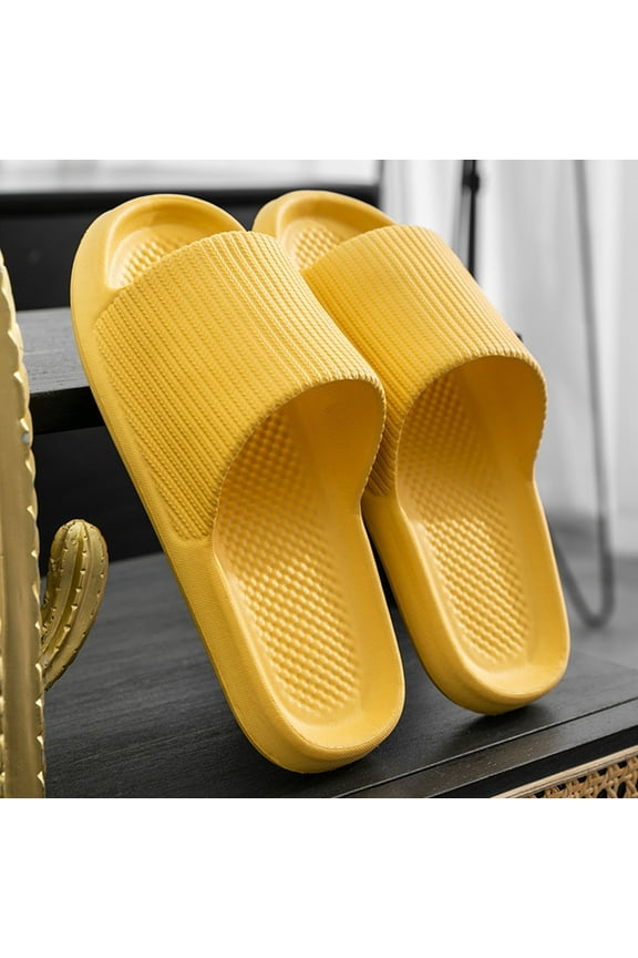 Womens Sandals Cloud Slippers , Massage Shower Bathroom Non-Slip Open Toe, Super Soft Comfy Thick Sole Home Cushion Slide Sandals Platform Shoes Yellow 35