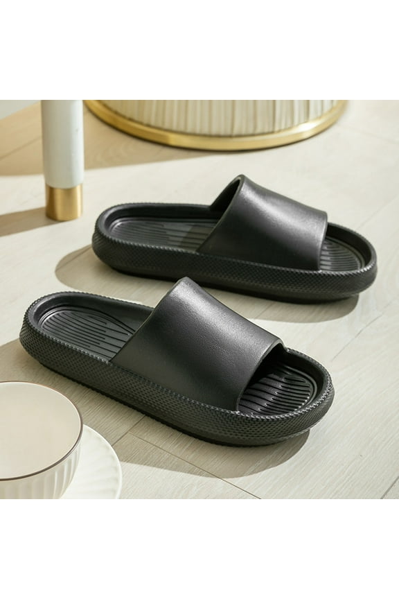 Womens Sandals Cloud Slippers , Massage Shower Bathroom Non-Slip Open Toe, Super Soft Comfy Thick Sole Home Cushion Slide Sandals Platform Shoes Black 42-43